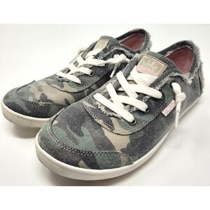 Skechers BOBS B Cute Washable Frayed Canvas Slip-Ons Size 6.5 Camo